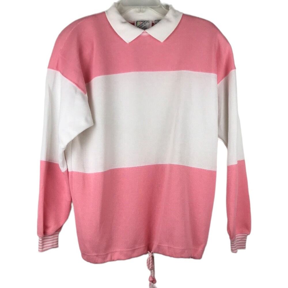 NOS Vintage Morgan Sport Collared Pullover Sweater Knit Color Block Size Medium